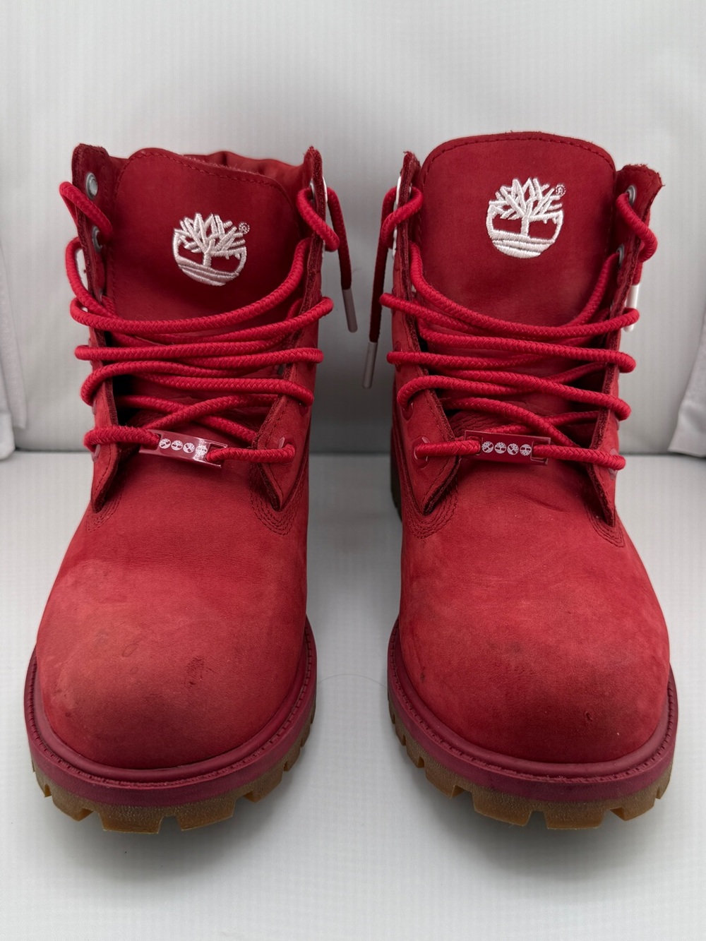 Timberland Red Premium Nubuck Lace-Up Boots